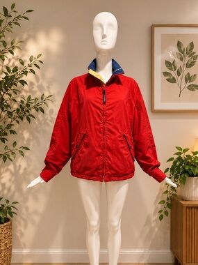 Vintage Sperry Top-Sider Sailing Jacket Red Nautical Windbreaker Women's Medium